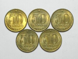 50 Centavos - 1956 = Ponto entre 50 e Ponto na face / Raras / Soberbas/Fc