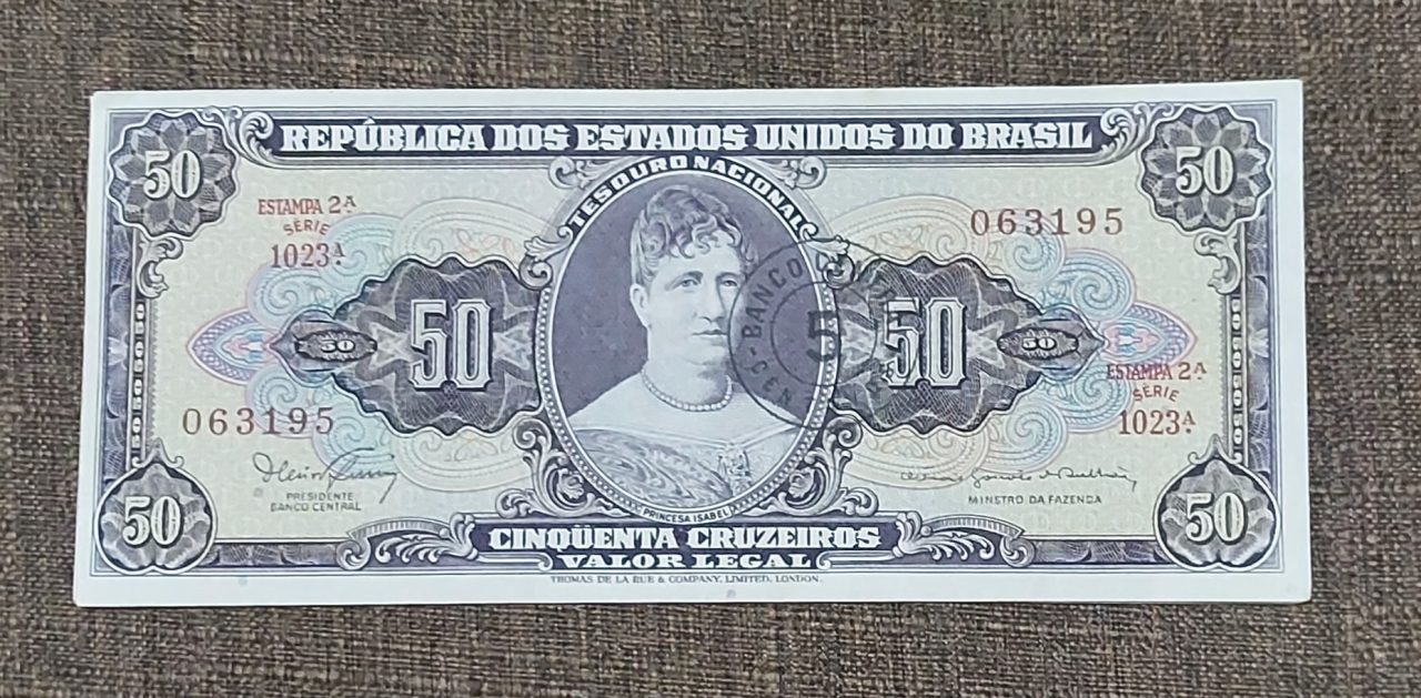 | Casa do Colecionador 50 Cruzeiros com carimbo de 5 centavos Série 1023 Sku 1882