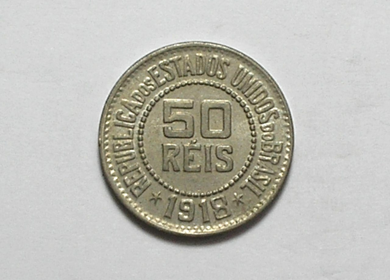 | Casa do Colecionador 50 Réis - 1918 / Flor de Cunho / Niquel