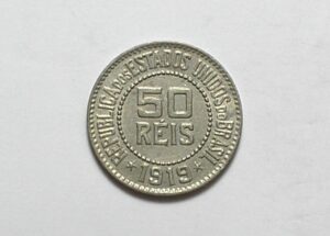 50 Réis - 1919 / Flor de cunho / Níquel