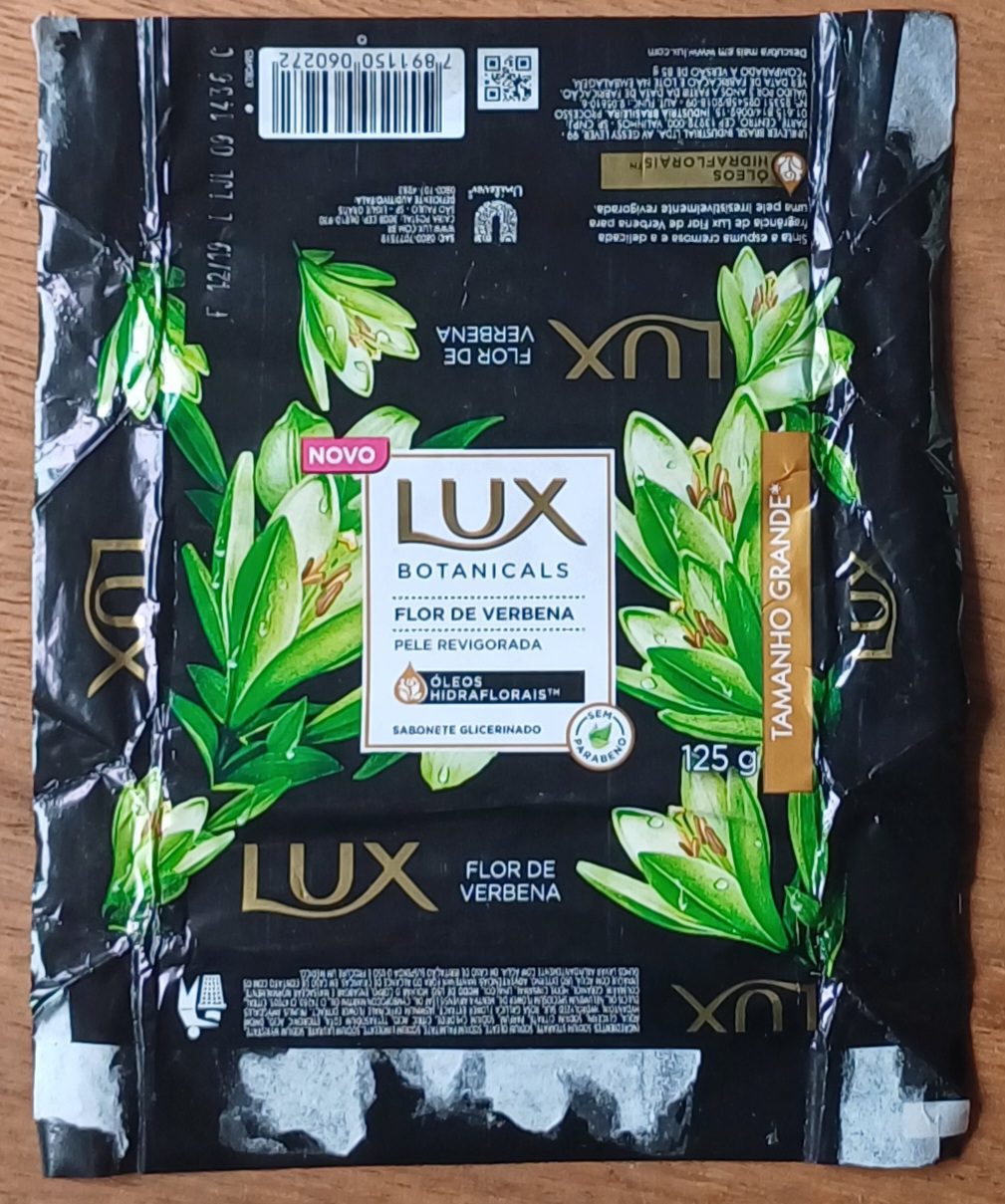| Casa do Colecionador 5ab. Embalagem de papel Sabonete Lux Botanicals 125 g. Flor de verbena.