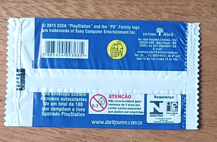 | Casa do Colecionador 5ab. Envelope vazio Figurinhas Abril Playstation.