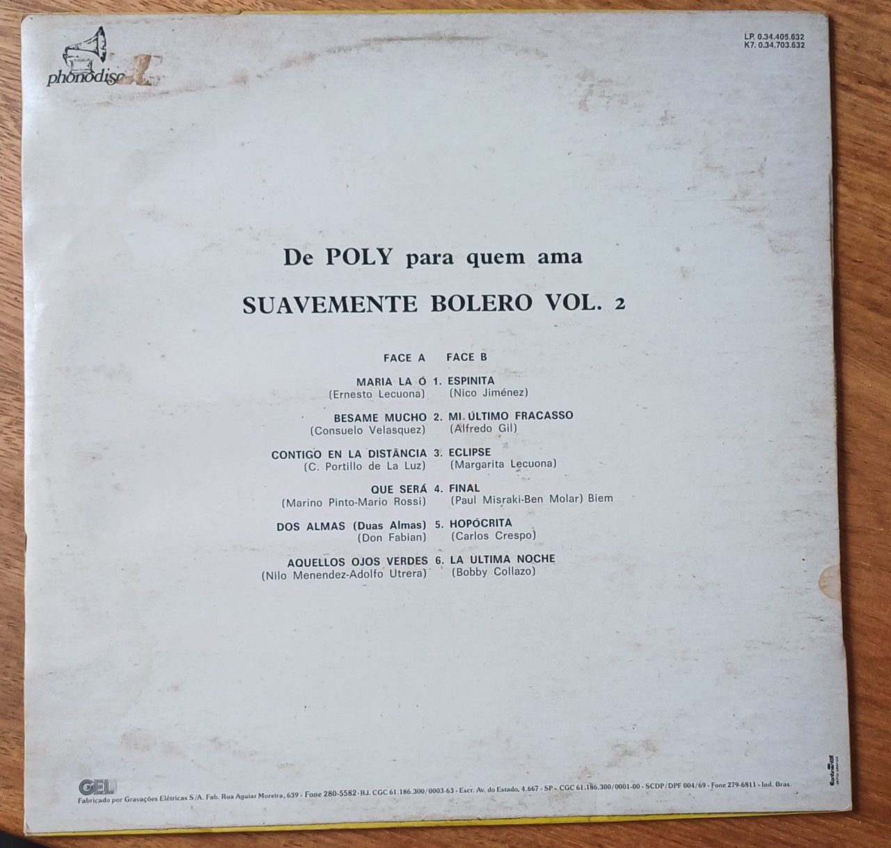| Casa do Colecionador 5ab. Vinil lp Poly e seu Conjunto Para quem ama suavemente boleros vol. 2