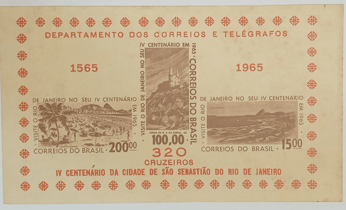 | Casa do Colecionador Bloco Comemorativo Rhm B 17 4o Centenario Da Cidade Do Rio De Janeiro 1965