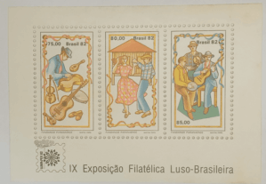 BLOCO COMEMORATIVO, RHM B-54, IX EXPOSIÇÃO FILATÉLICA LUSO-BRASILEIRA 1982