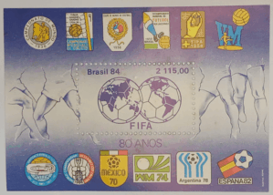 BLOCO COMEMORATIVO, RHM B-67, 80 ANOS DA FIFA 1984