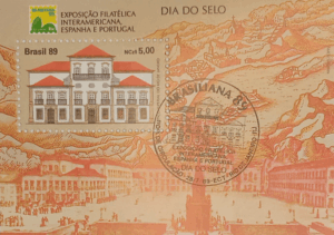 BLOCO COMEMORATIVO, RHM B-81, DIA DO SELO - EXPOSIÇÃO FILATÉLICA ESPANHA E PORTUGAL 1989