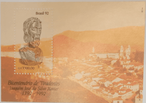 BLOCO COMEMORATIVO, RHM B-91, BICENTENÁRIO DE TIRADENTES 1992