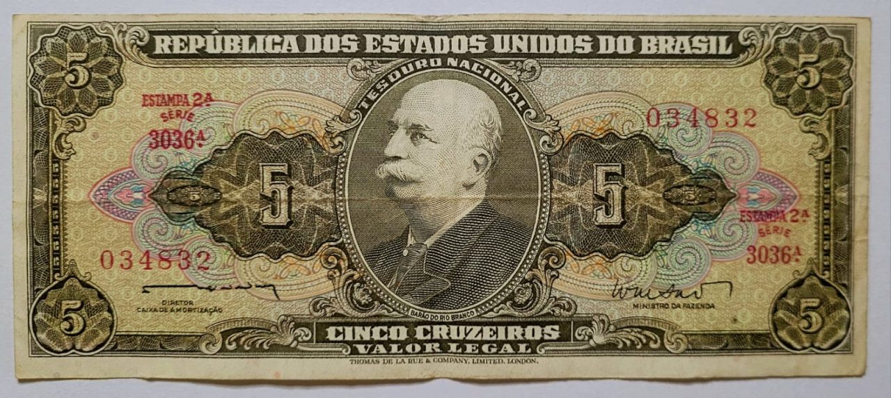 | Casa do Colecionador Cédula C071 - 5 (Cinco Cruzeiros) MBC (Ano 1962)