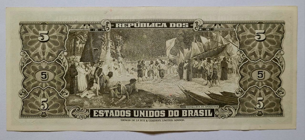 | Casa do Colecionador Cédula C071 - 5 (Cinco Cruzeiros) SOB (Ano 1962)
