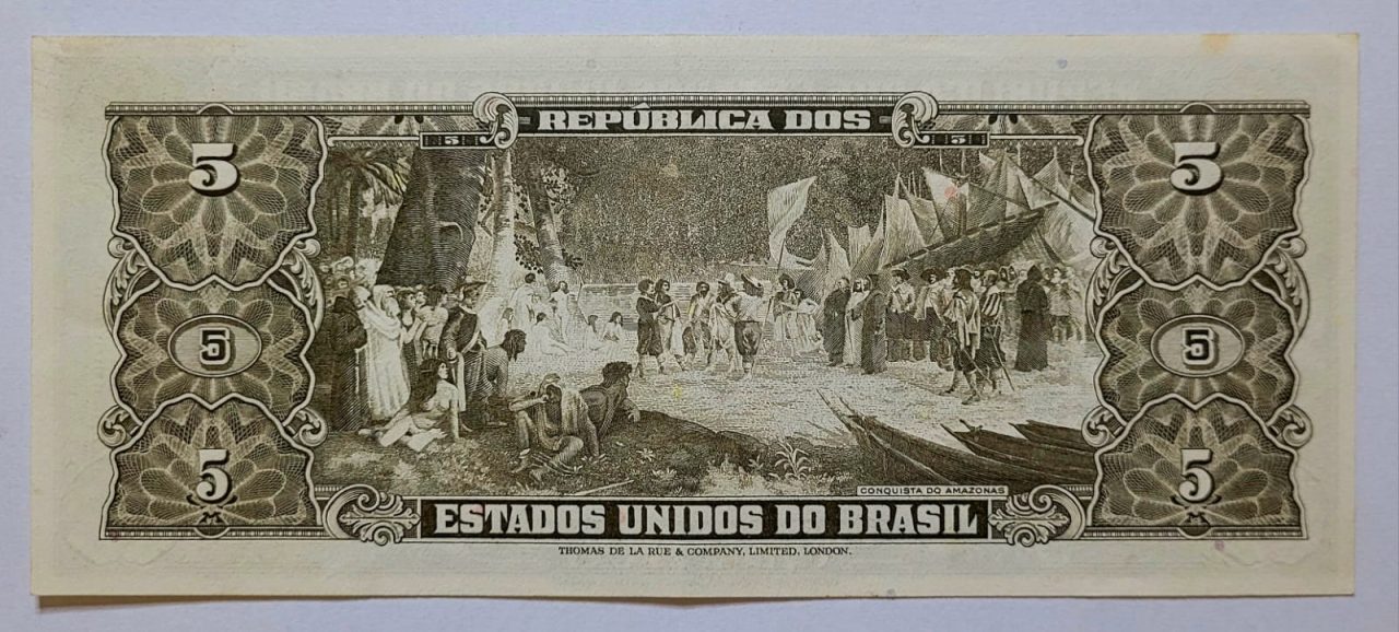 | Casa do Colecionador Cédula C071 - 5 (Cinco Cruzeiros) SOB (Ano 1962)