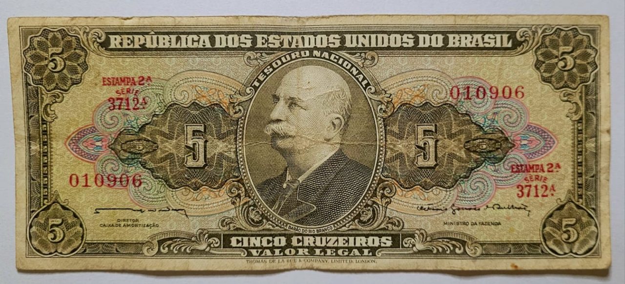 | Casa do Colecionador Cédula C073 - 5 (Cinco Cruzeiros) BC (Ano 1964)