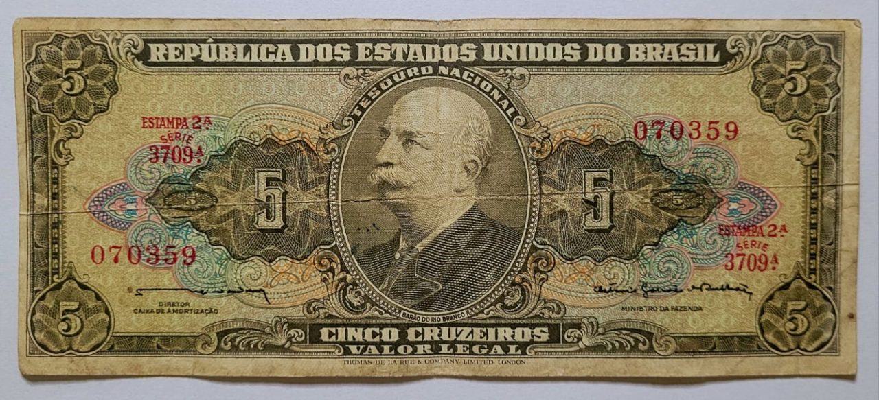 | Casa do Colecionador Cédula C073 - 5 (Cinco Cruzeiros) BC (Ano 1964)