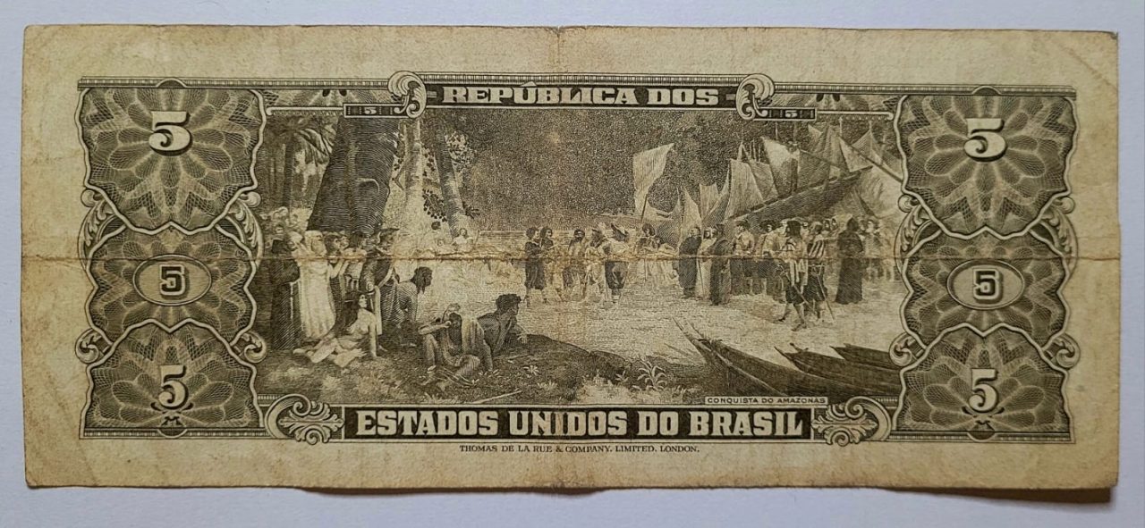 | Casa do Colecionador Cédula C073b - 5 (Cinco Cruzeiros) MBC (Ano 1964)