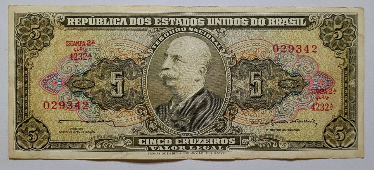 | Casa do Colecionador Cédula C073b - 5 (Cinco Cruzeiros) MBC (Ano 1964)