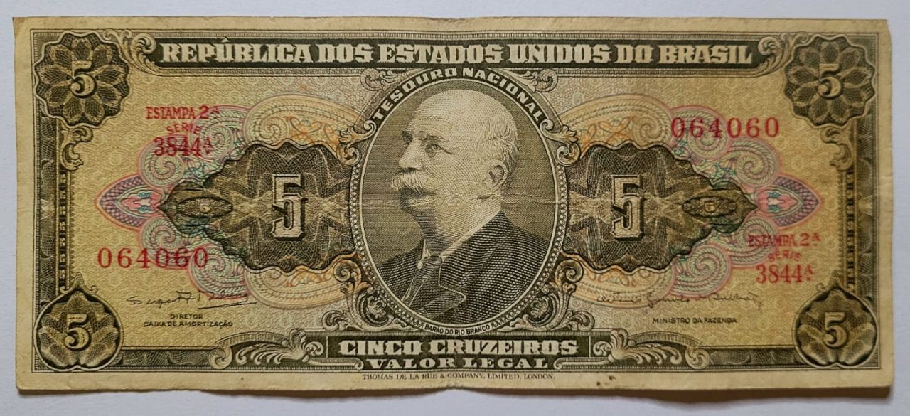 | Casa do Colecionador Cédula C074 - 5 (Cinco Cruzeiros) MBC (Ano 1964)