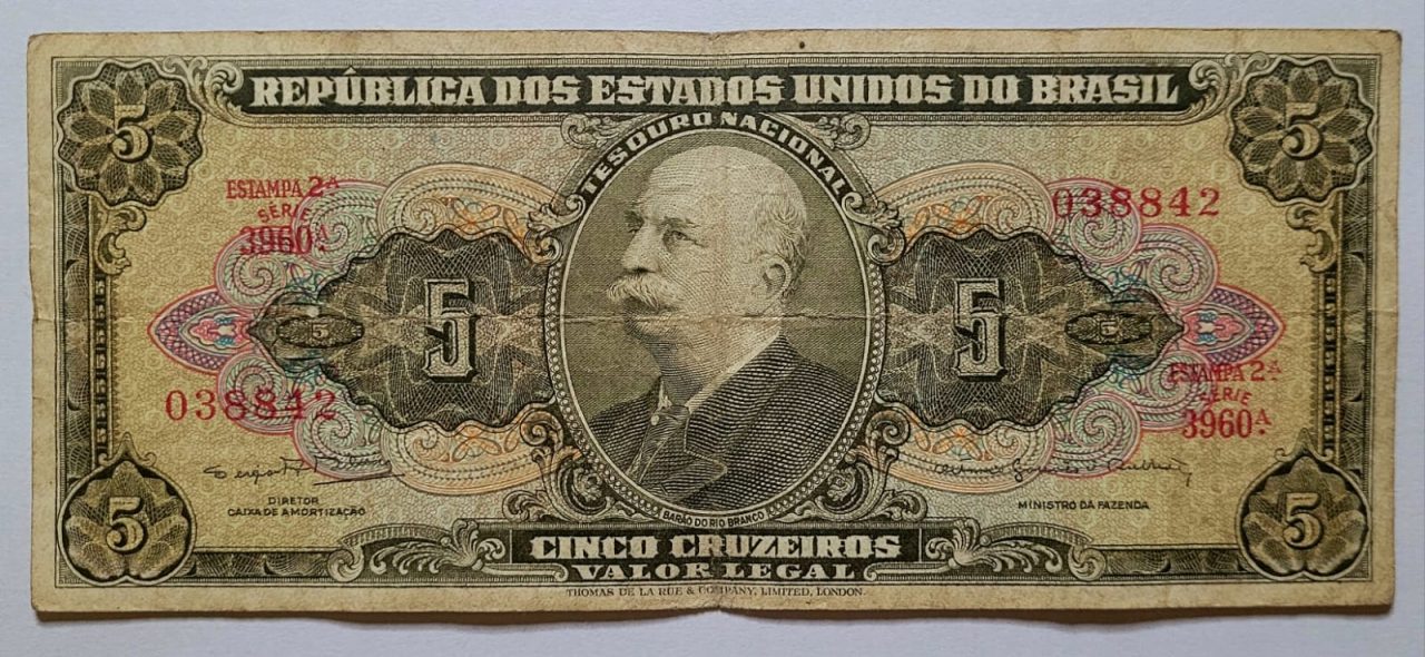 | Casa do Colecionador Cédula C074 - 5 (Cinco Cruzeiros) MBC (Ano 1964)