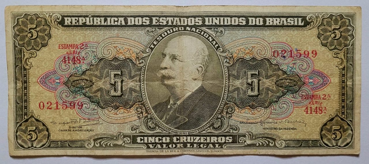 | Casa do Colecionador Cédula C074 - 5 (Cinco Cruzeiros) MBC (Ano 1964)