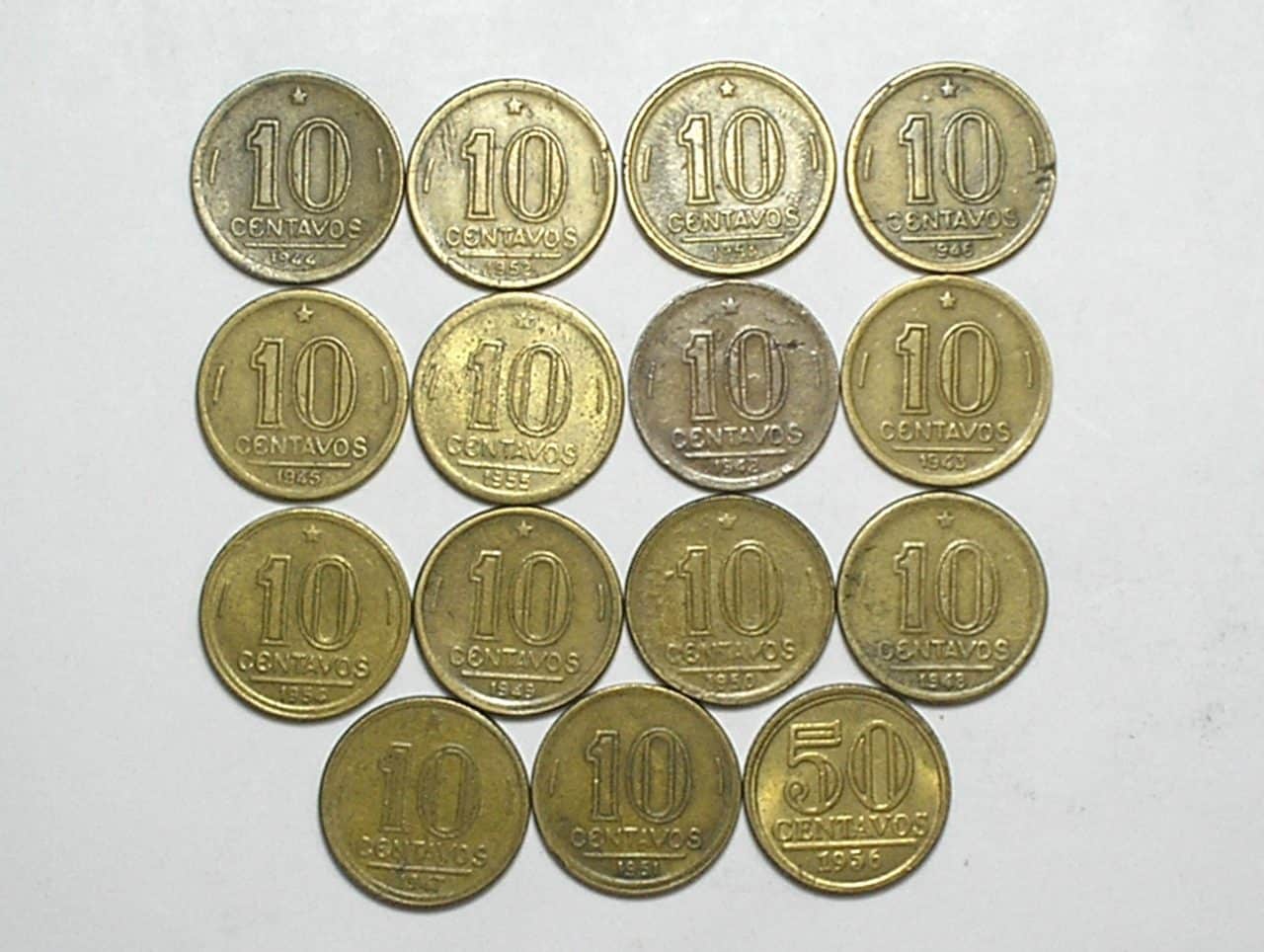 | Casa do Colecionador Coleção completa de 10 Centavos de 1942 a 1956 = 15 moedas