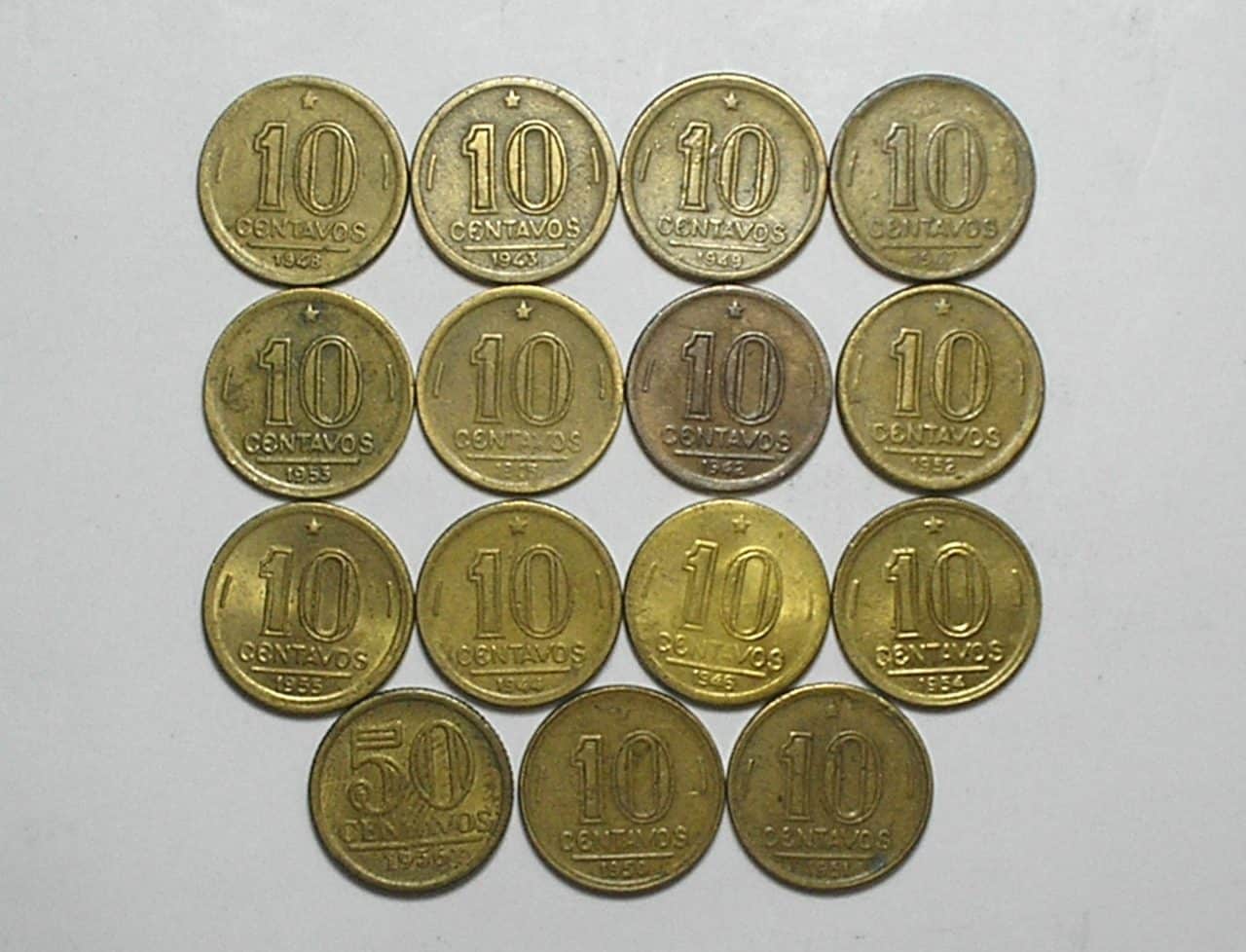 | Casa do Colecionador Coleção completa de 10 Centavos de 1942 a 1956 = 15 moedas