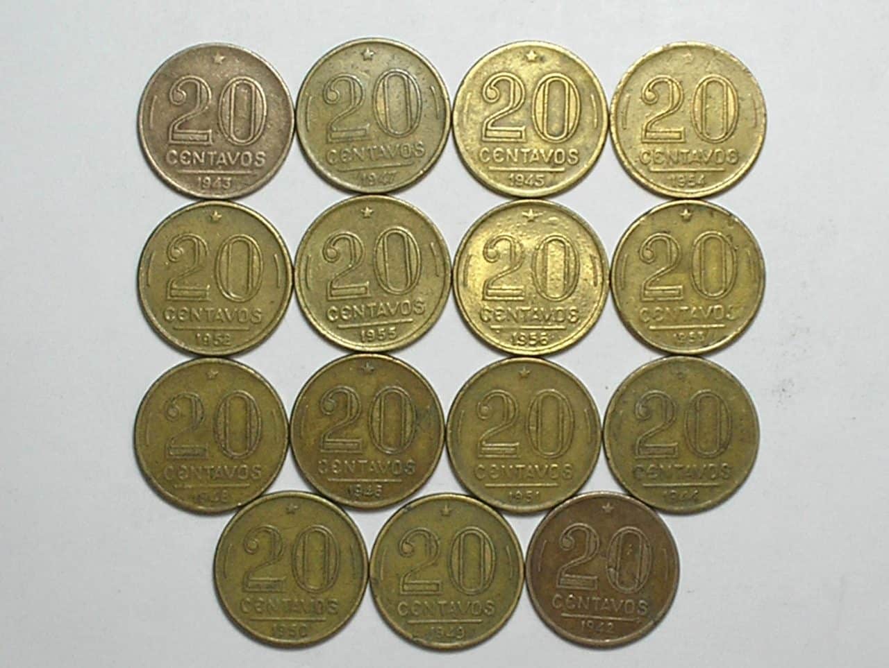| Casa do Colecionador Coleção completa de 20 Centavos de 1942 a 1956 = 15 moedas
