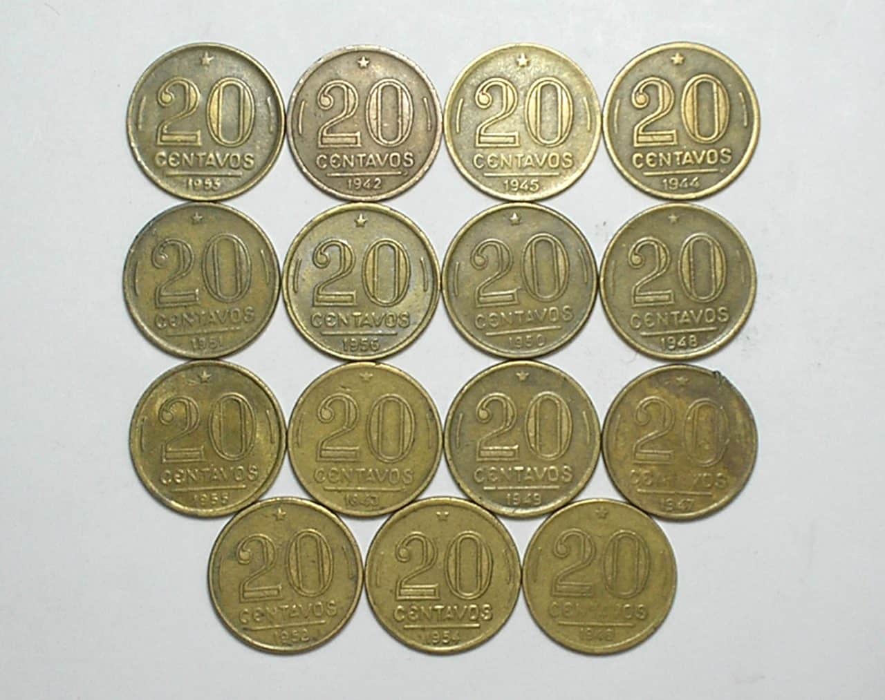 | Casa do Colecionador Coleção completa de 20 Centavos de 1942 a 1956 = 15 moedas
