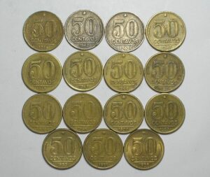 Coleção completa de 50 Centavos de 1942 a 1956 = 15 moedas
