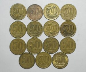 Coleção completa de 50 Centavos de 1942 a 1956 = 15 moedas