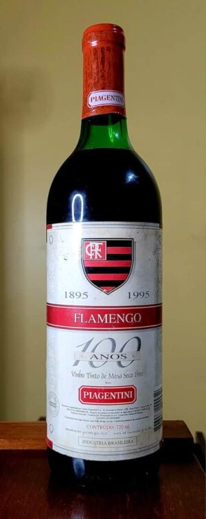 Garrafa Comemorativa 100 Anos Flamengo 1895-1995 – Vinho Piagentini – Raridade para Colecionador
