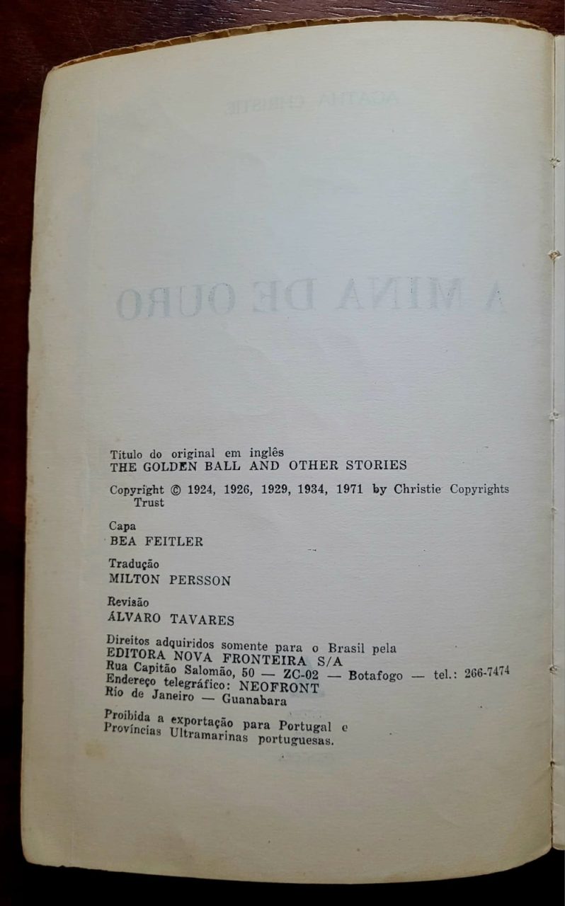 | Casa do Colecionador Livro A Mina de Ouro - Agatha Christie | Edição Antiga Nova Fronteira | Anos 70 | Raro Colecionável