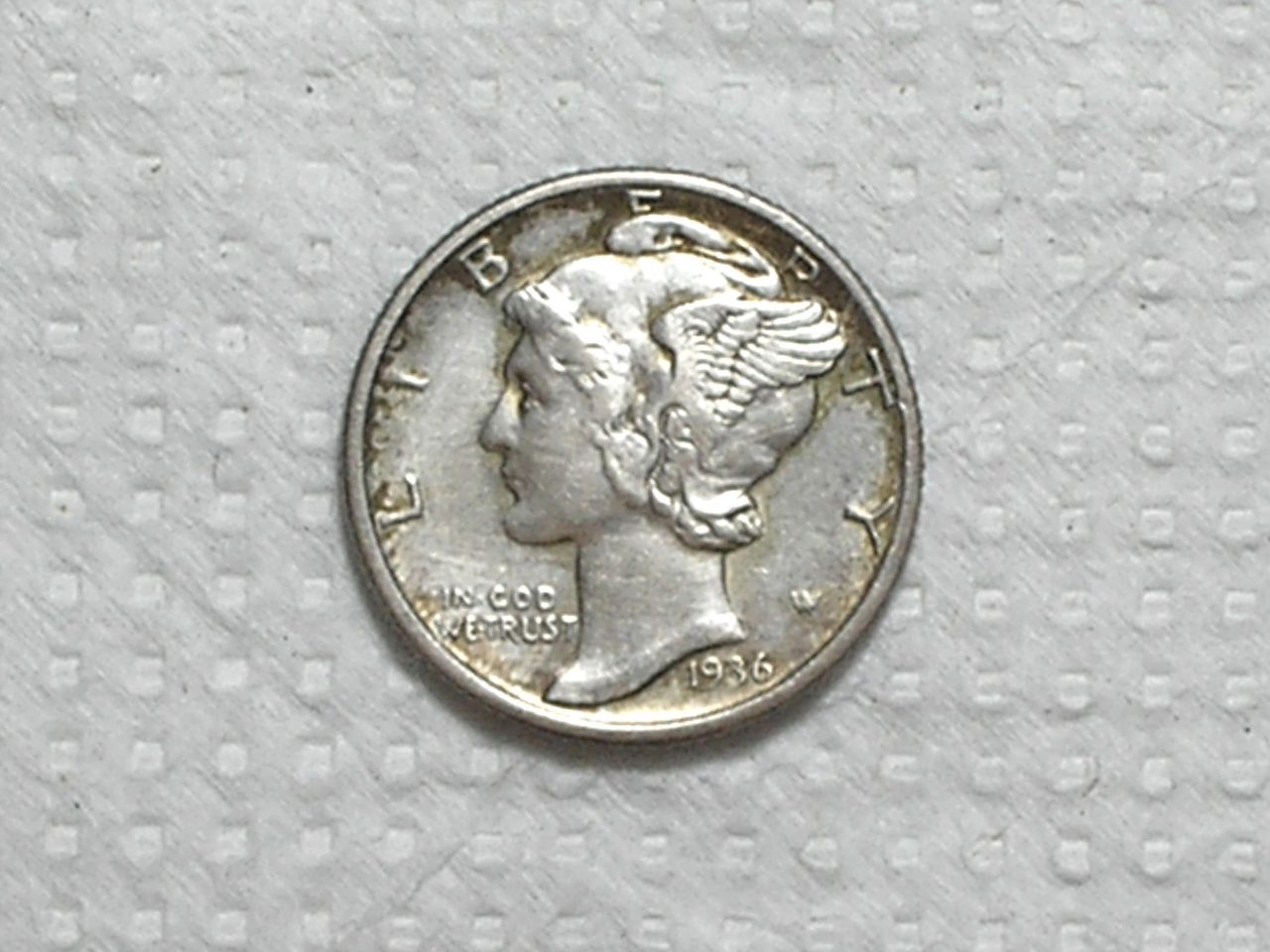 | Casa do Colecionador Usa) 10 Cents - 1936 / Mercury / Mbc / Prata / box65