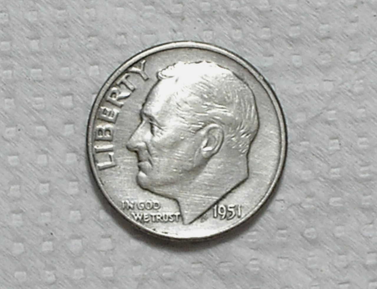 | Casa do Colecionador Usa) 10 Cents - 1951 / Roosevelt / Soberba / Prata / box65