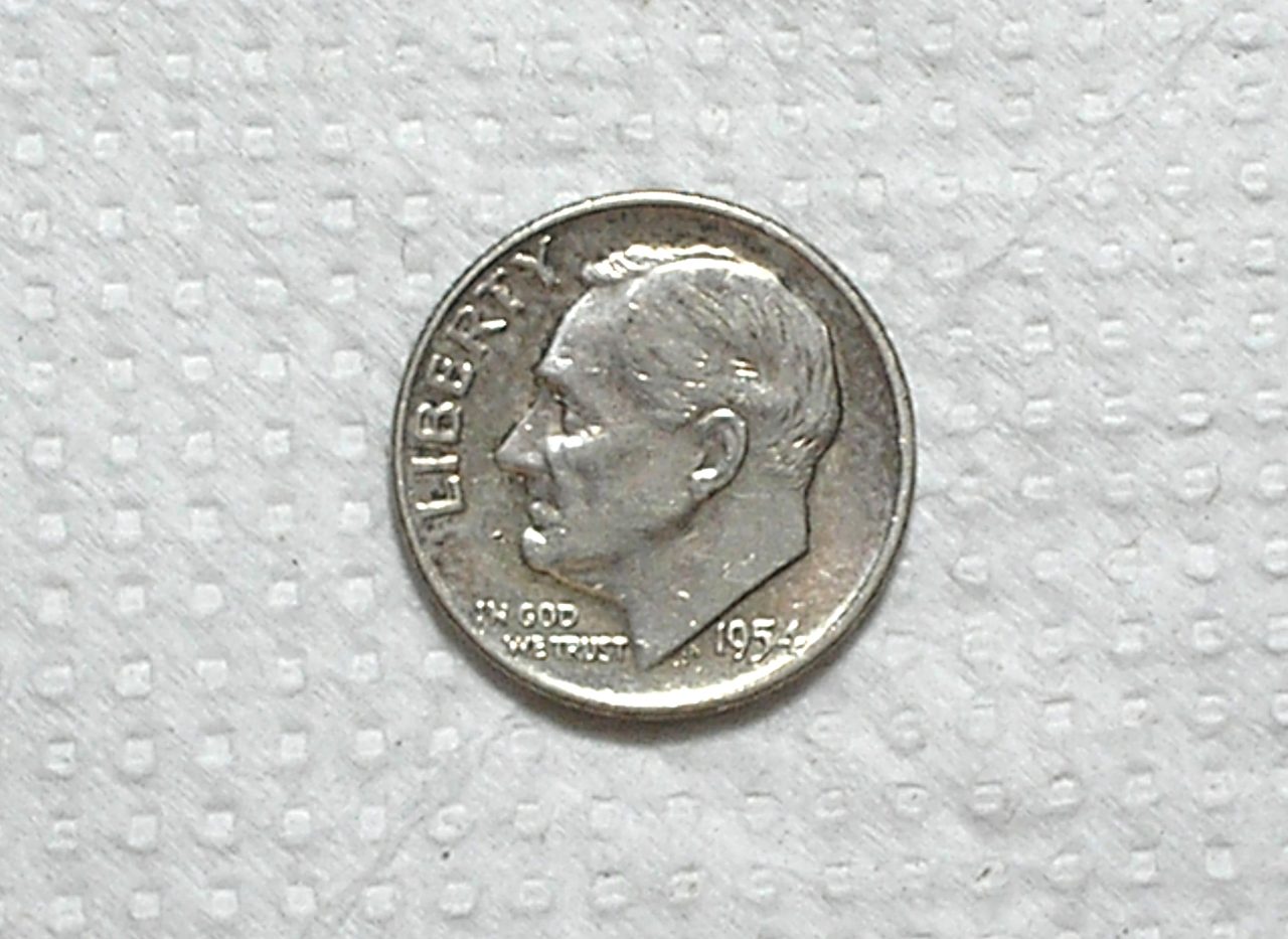 | Casa do Colecionador Usa) 10 Cents - 1954-D / Roosevelt / Mbc / Prata / box65