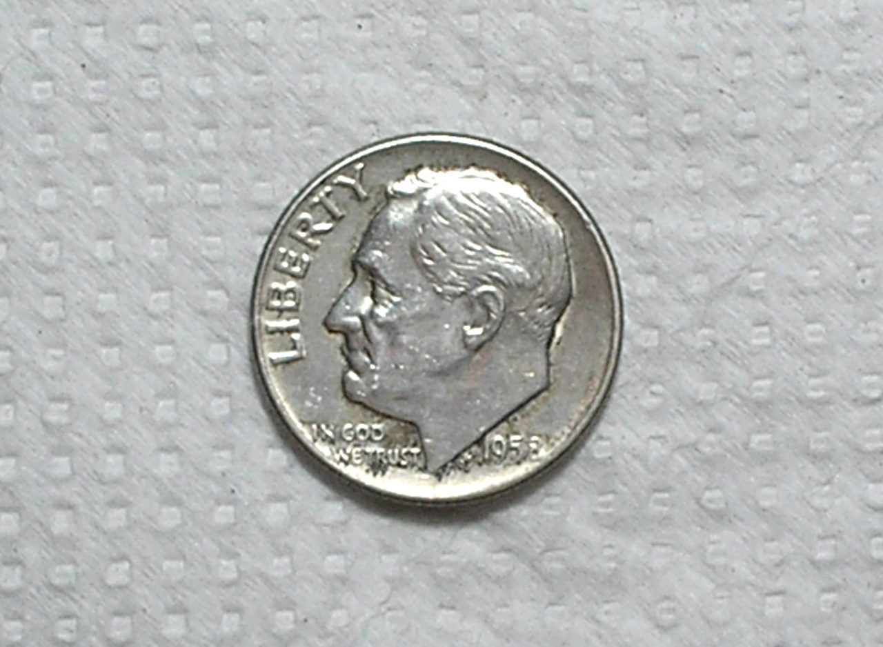 | Casa do Colecionador Usa) 10 Cents - 1958-D / Roosevelt / Mbc / Prata / box65