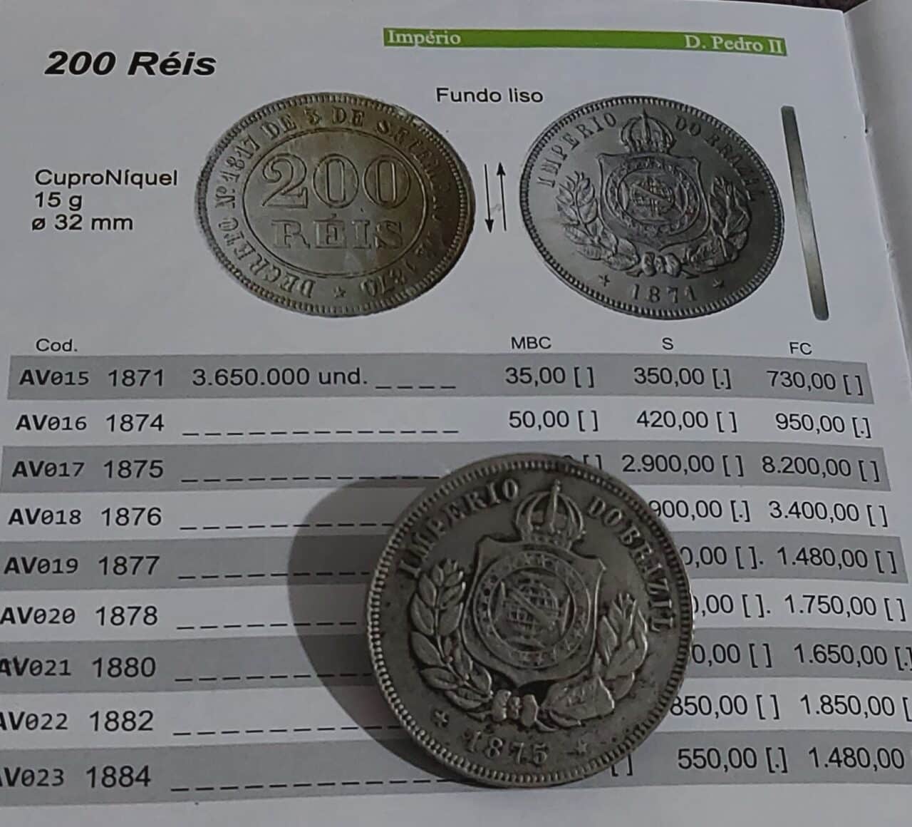 | Casa do Colecionador 200 Réis 1875 A chave da série Sku 2016