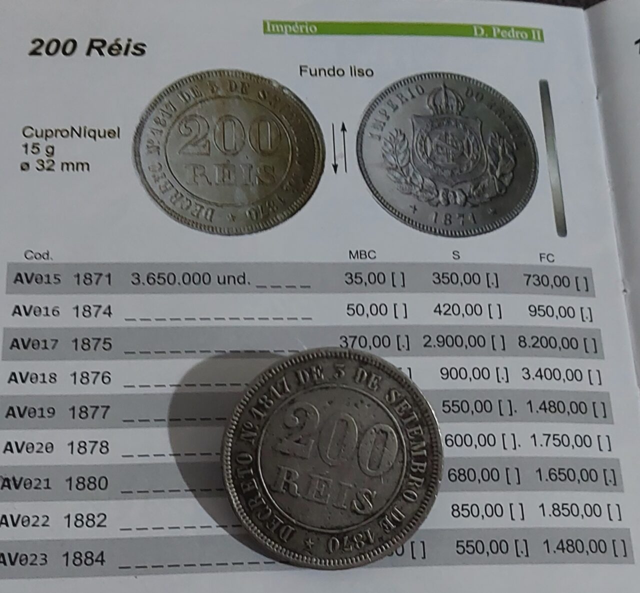 | Casa do Colecionador 200 Réis 1875 A chave da série Sku 2016