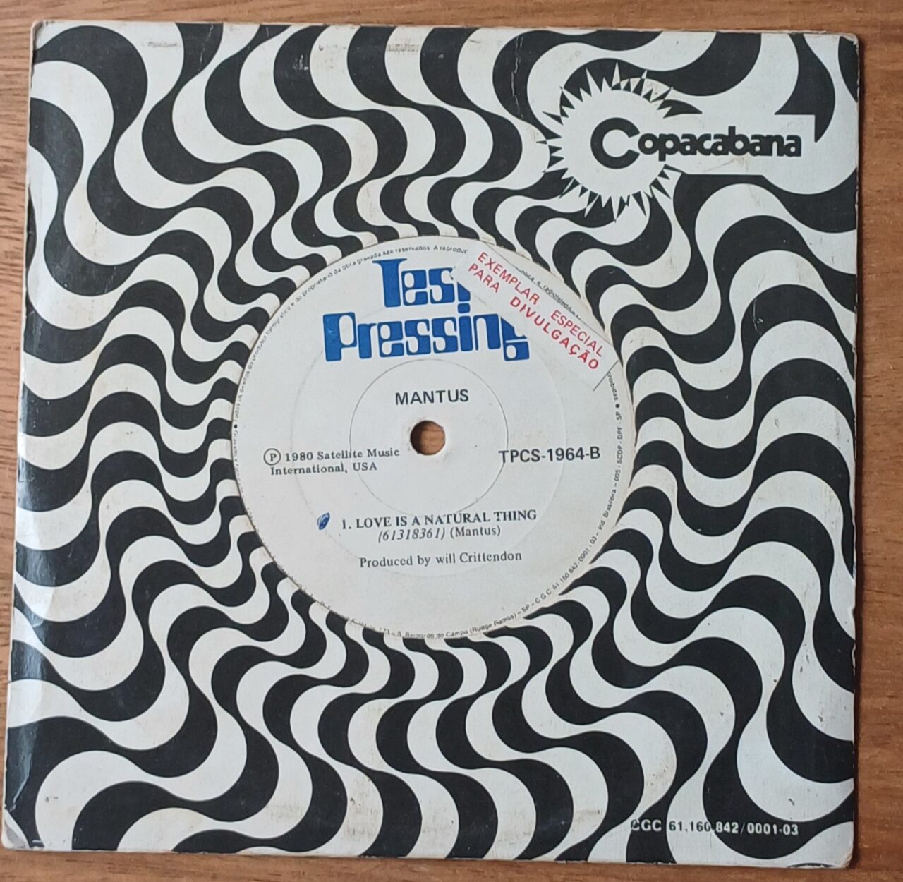 | Casa do Colecionador 25ma. Vinil compacto Mantus. Boogie tô the Bop. Live is a natural thing.