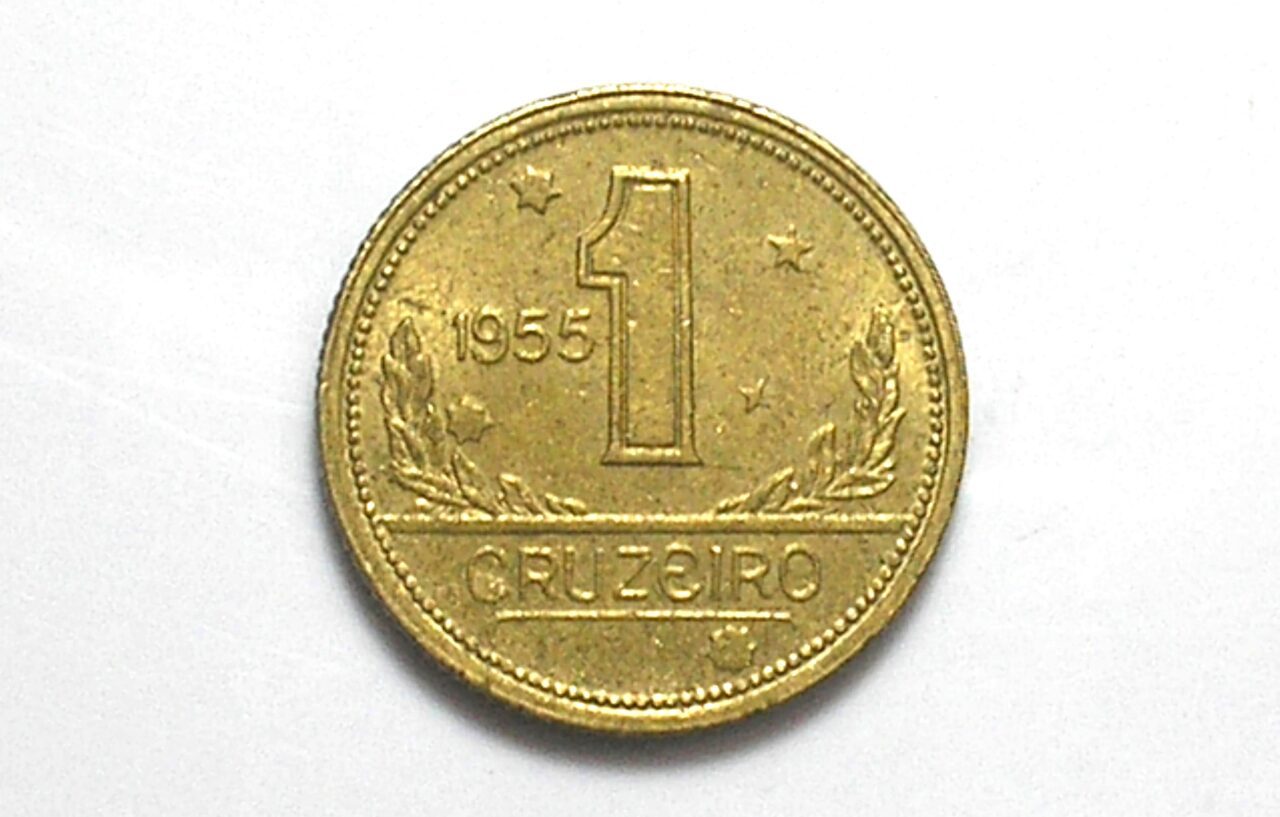 | Casa do Colecionador Brasil, 1 Cr$ 1955 Atenção: Flor de cunho / Mapa do Brasil