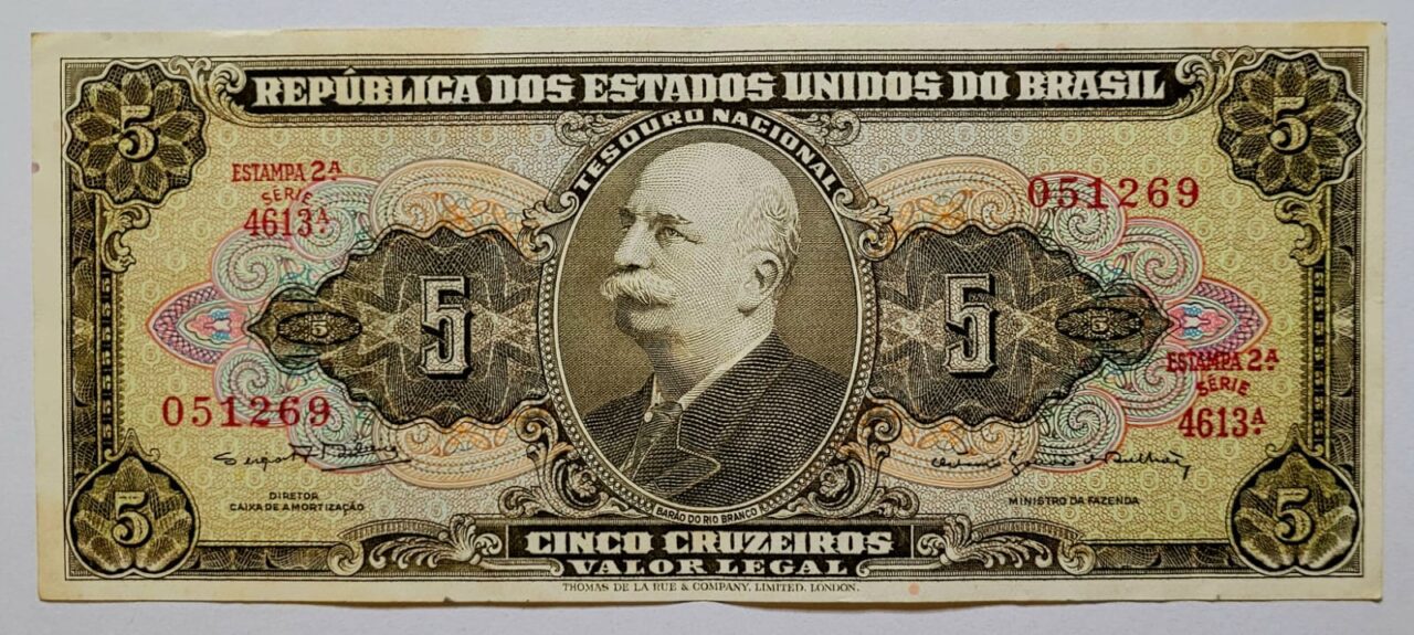 | Casa do Colecionador Cédula C074b - 5 (Cinco Cruzeiros) MBC+ (Ano 1964)