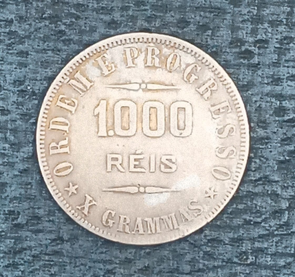 | Casa do Colecionador MOEDA DE PRATA, BRASIL, 1º REPÚBLICA, 1911, 1000 RÉIS, ORDEM E PROGRESSO-X GRAMAS, 10gr