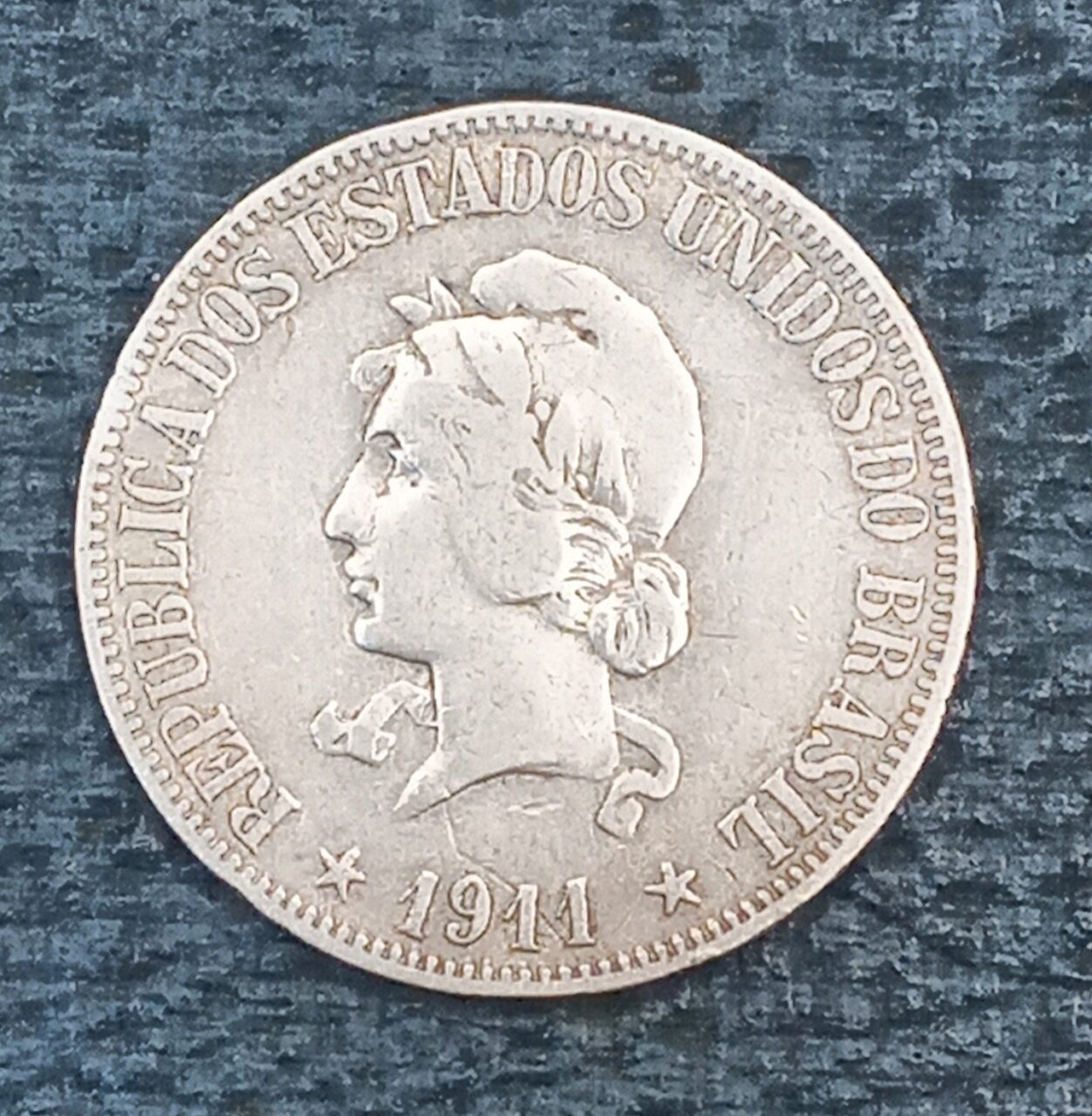 | Casa do Colecionador MOEDA DE PRATA, BRASIL, 1º REPÚBLICA, 1911, 1000 RÉIS, ORDEM E PROGRESSO-X GRAMAS, 10gr