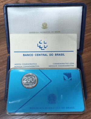 MOEDA DE PRATA, BRASIL, COMEMORATIVA, 1986, 200 CRUZADOS NOVOS, 1º CENTENÁRIO DA REPÚBLICA DO BRASIL, 1889-1989,13,47gr