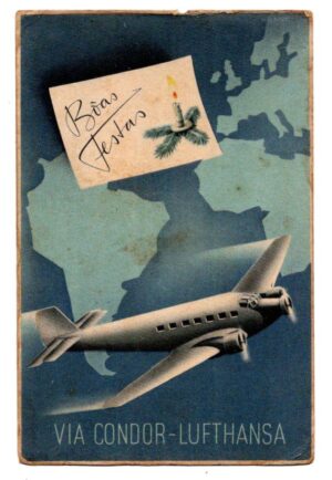 Cartao Postal Boas Festas Sindicato Condor Lufthansa Anos 1930