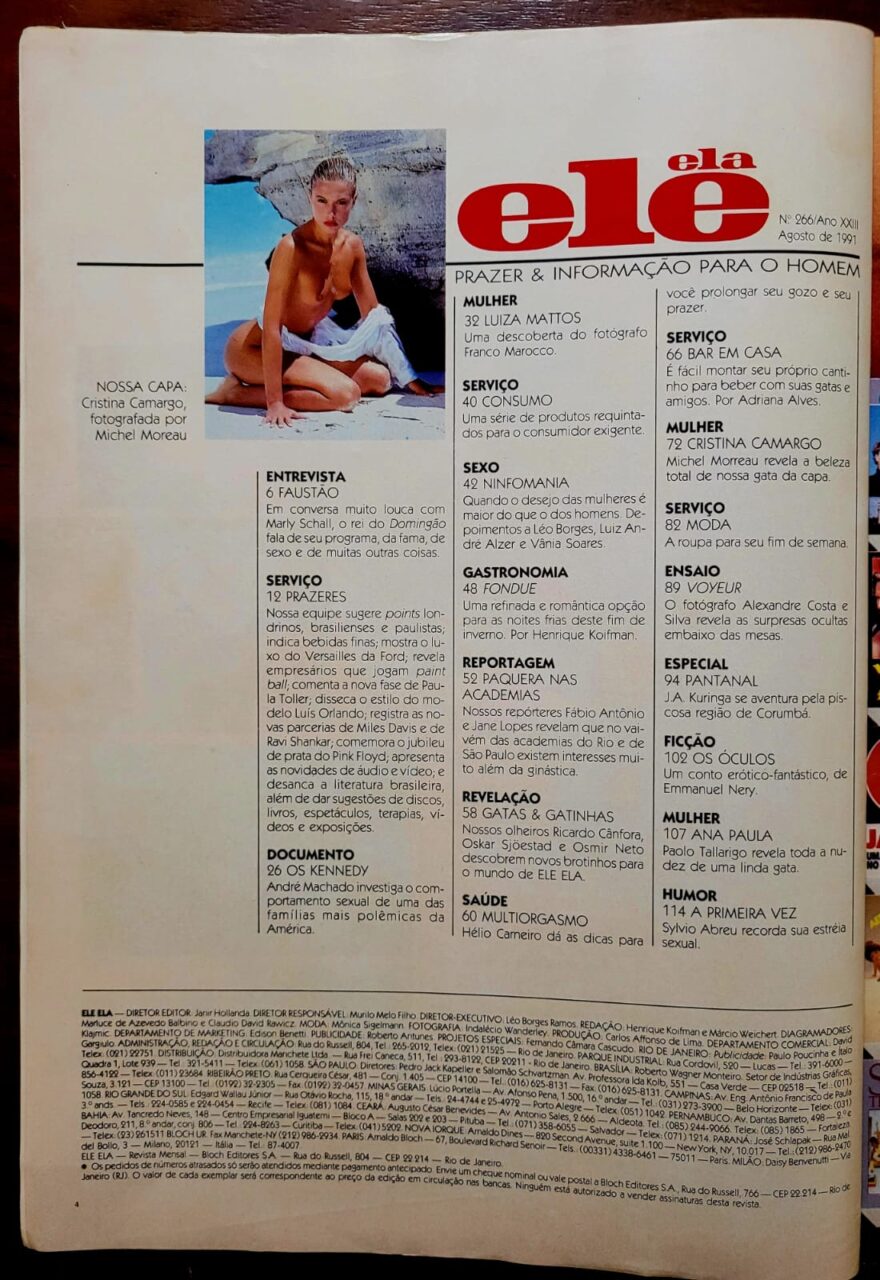 | Casa do Colecionador Revista Ele Ela Nº 266 (Agosto/1991) Capa Cristina Camargo | Edição Completa