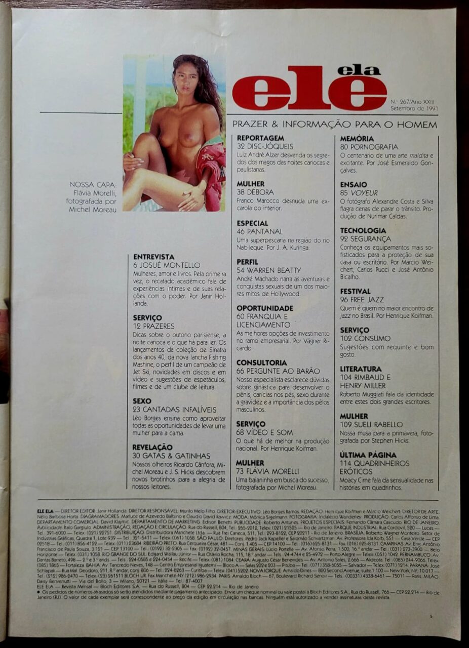 | Casa do Colecionador Revista Ele Ela Nº 267 (Setembro/1991) Capa Flávia Morelli | Edição Completa