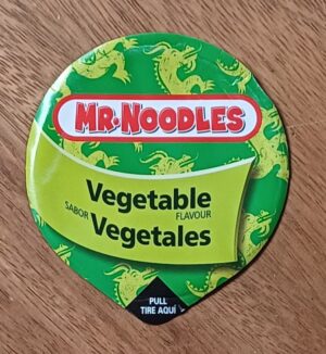 Tampa Lacre de alimentos Mr Noodles. Vegetable vegetais.