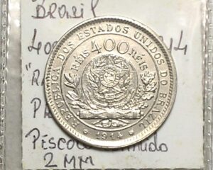 400 Réis - 1914 / Lex - Prova / Pescoço Comprido 2 milimetros / Flor de Cunho / box70