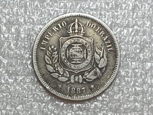 . Brasil 100 Réis - 1887 - data dificil / Bronze / Mbc