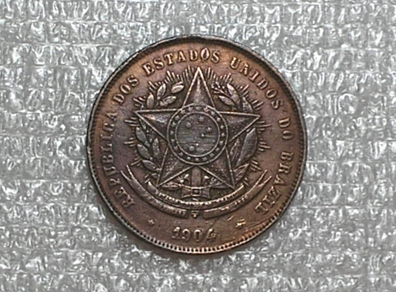| Casa do Colecionador Brasil 20 Réis - 1904 - Escassa / Bronze / Mbc