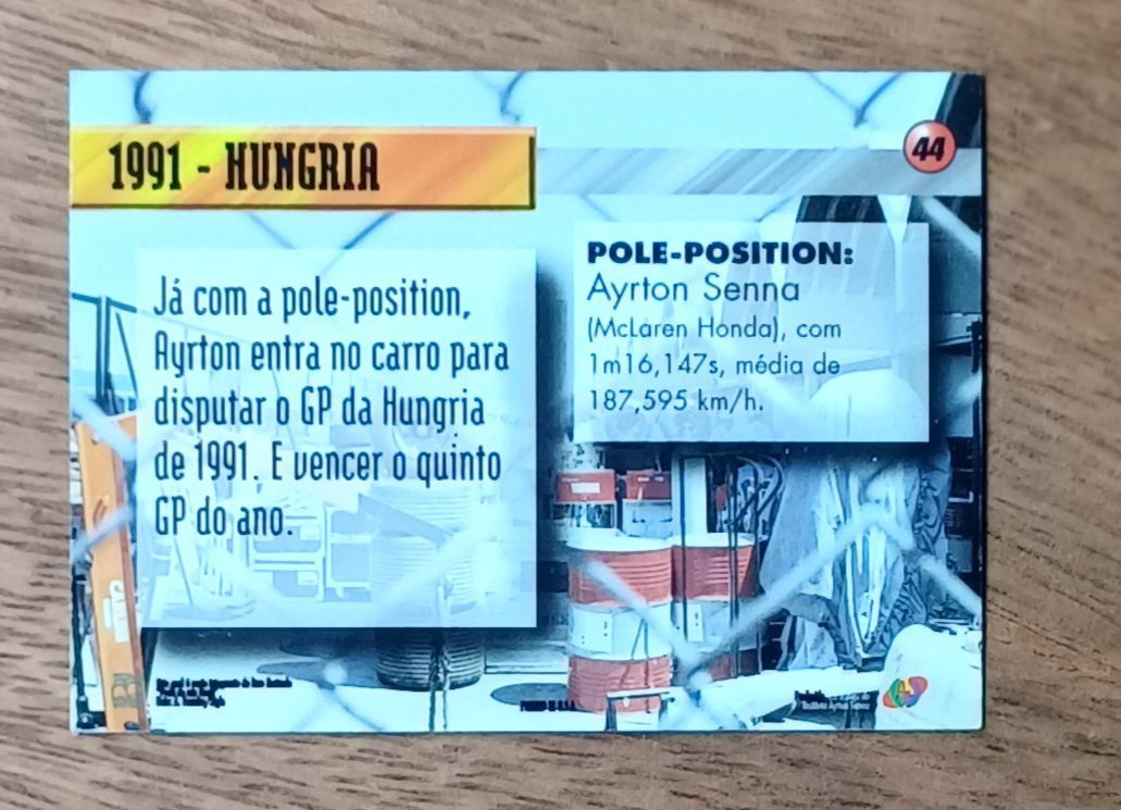 | Casa do Colecionador Cartão coleção Ayrton Senna multi editora 44. Hungria 1991 Hungaroring.